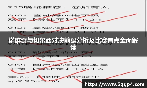 诺维奇与切尔西对决前瞻分析及比赛看点全面解读